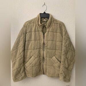 FREE PEOPLE Faded Dolman Quilted Knit Jacket | XS | Pine Slumber | Women